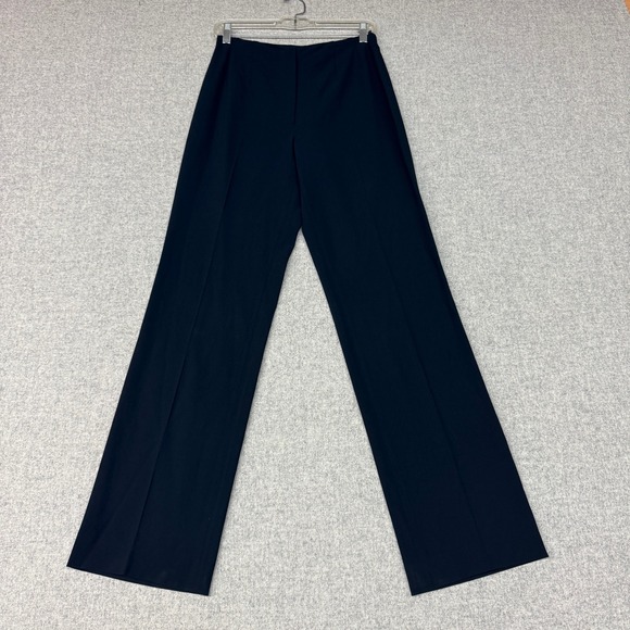 Piazza Sempione Pants - Piazza Sempione Dress Pants IT 44 US 8 Navy Blue Wide Leg Stretch Wool Side Zip